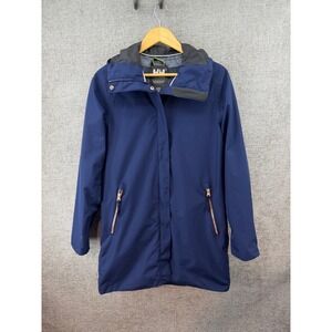 Helly Hansen Laurel Rain Jacket Navy Rose Gold Zip Hooded